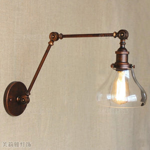 Long Swing Arm Retro Wall Light Fixtures Glass Edison Rustic Loft Style Industrial Wall Lamp