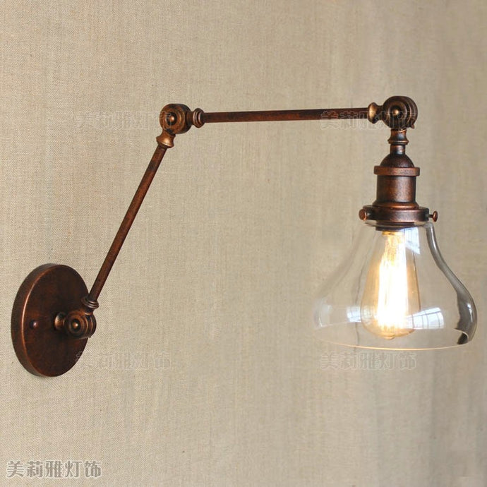 Long Swing Arm Retro Wall Light Fixtures Glass Edison Rustic Loft Style Industrial Wall Lamp