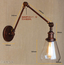 Load image into Gallery viewer, Long Swing Arm Retro Wall Light Fixtures Glass Edison Rustic Loft Style Industrial Wall Lamp