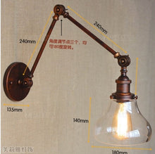 Load image into Gallery viewer, Long Swing Arm Retro Wall Light Fixtures Glass Edison Rustic Loft Style Industrial Wall Lamp