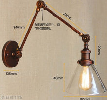 Load image into Gallery viewer, Long Swing Arm Retro Wall Light Fixtures Glass Edison Rustic Loft Style Industrial Wall Lamp