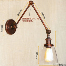 Load image into Gallery viewer, Long Swing Arm Retro Wall Light Fixtures Glass Edison Rustic Loft Style Industrial Wall Lamp