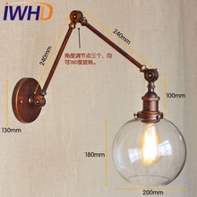 Load image into Gallery viewer, Long Swing Arm Retro Wall Light Fixtures Glass Edison Rustic Loft Style Industrial Wall Lamp